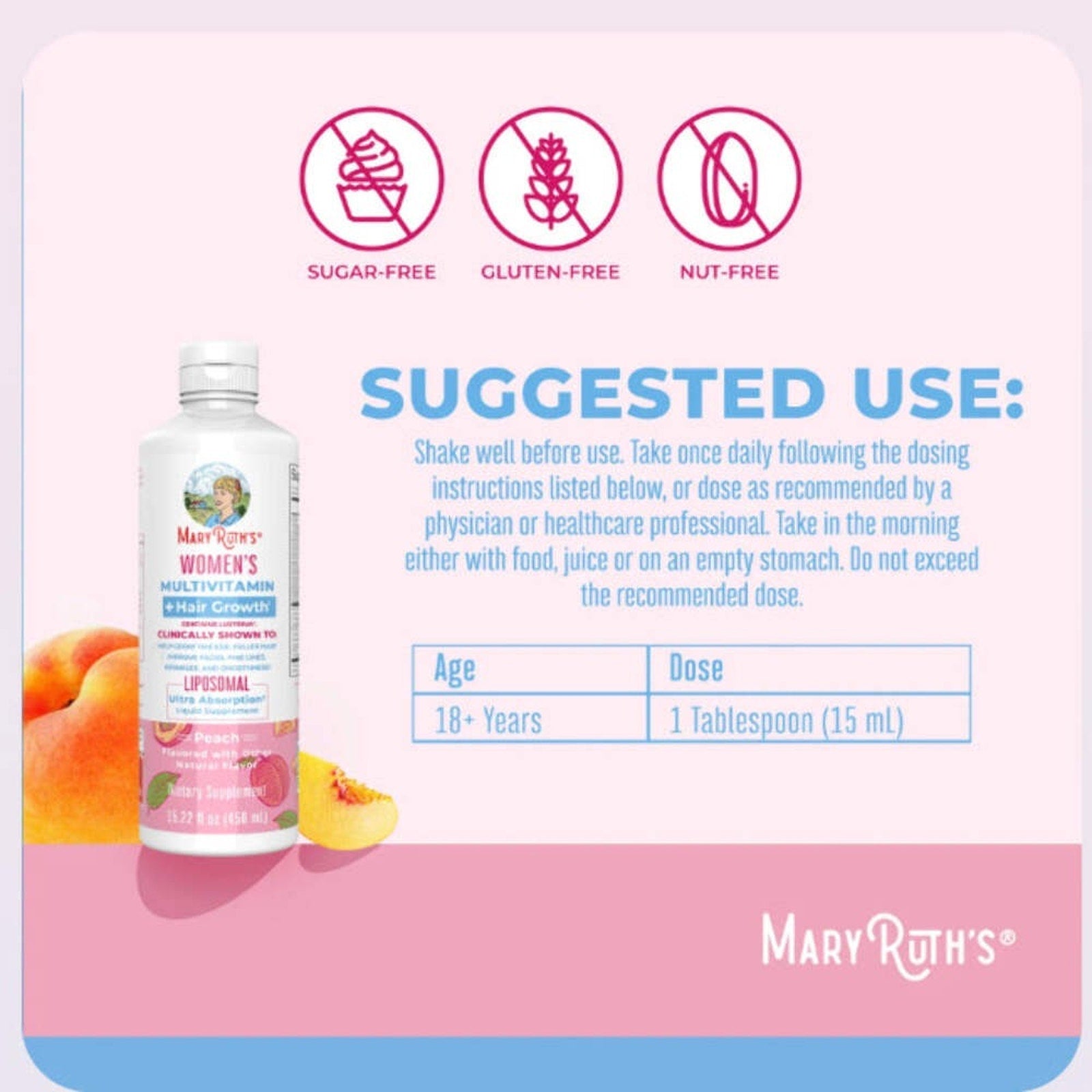 MaryRuth s Multivitamin + Lustriva Hair Growth Liposomal | Adults | Biotin | Vit