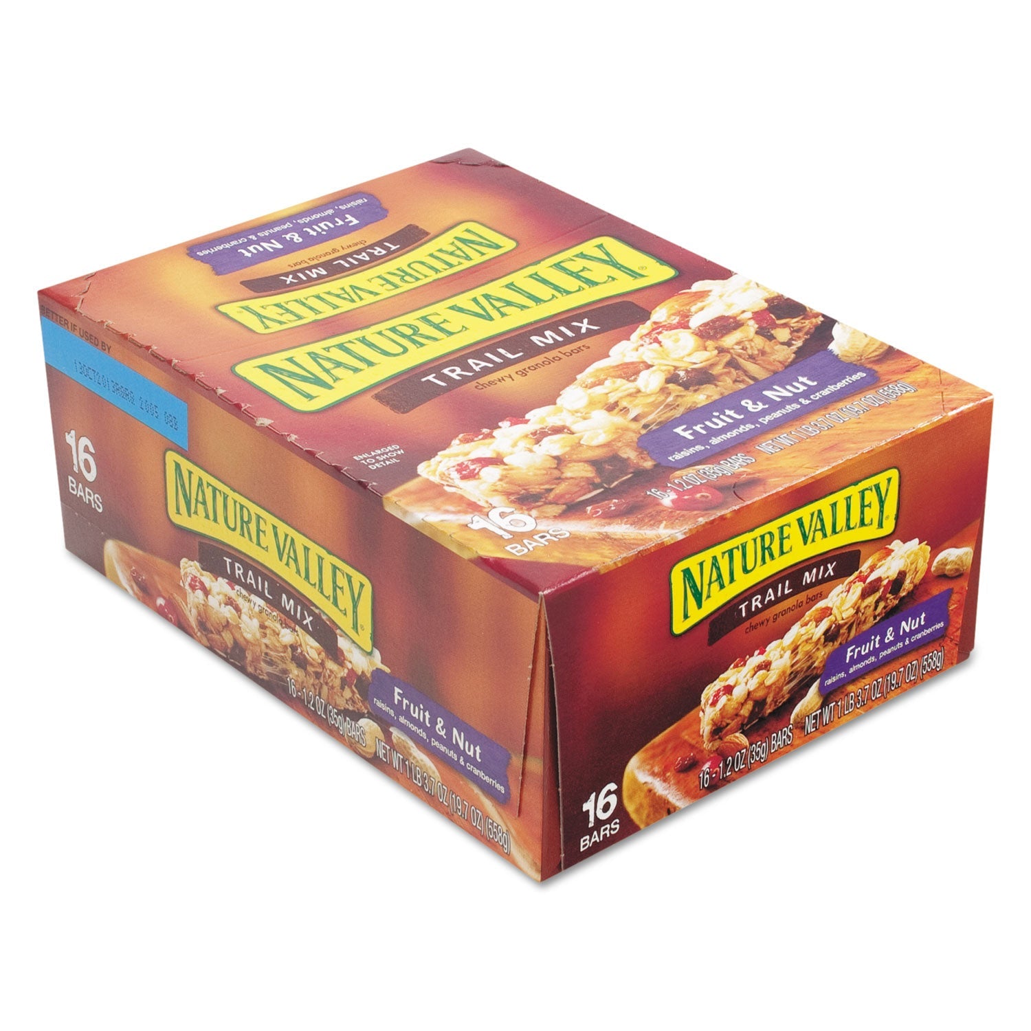 Nature Valley Granola Bars, Chewy Trail Mix Cereal, 1.2 oz Bar, 16/Box