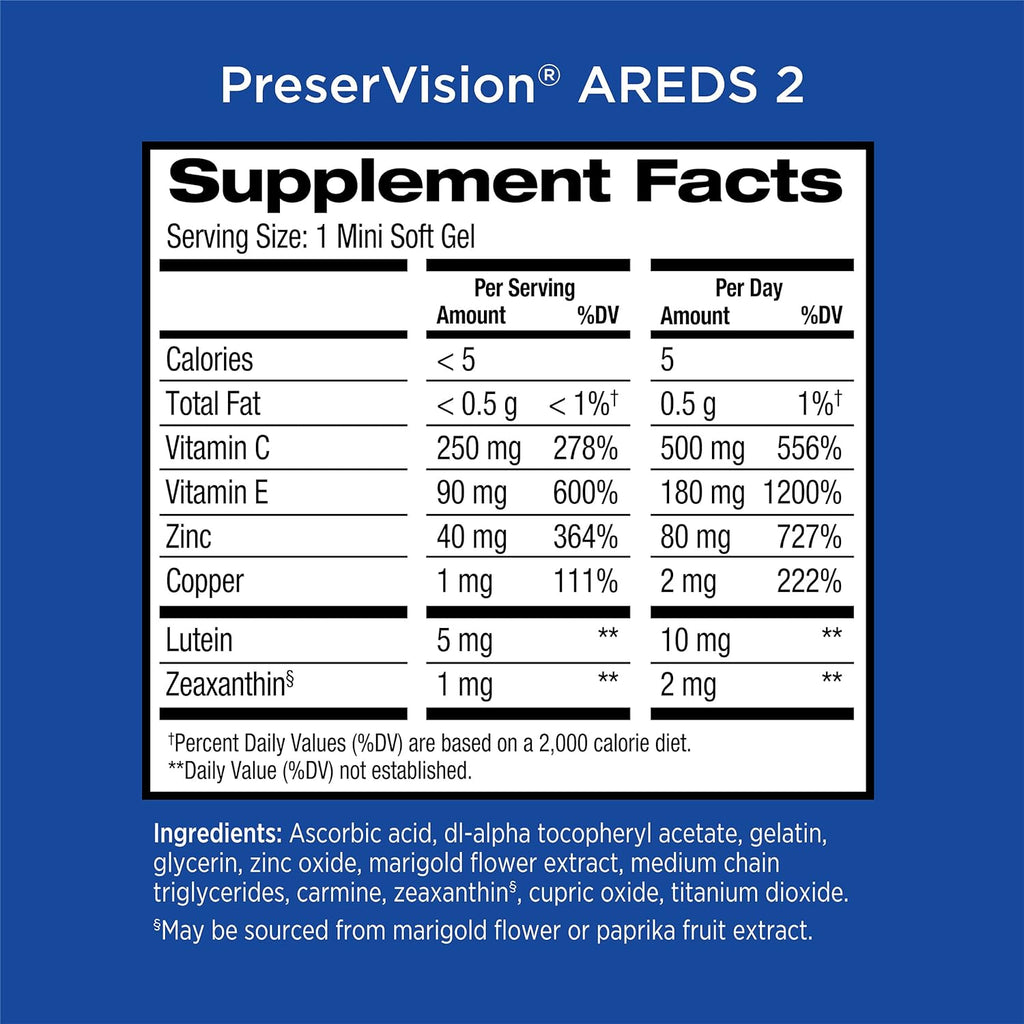PreserVision AREDS 2 Eye Vitamin & Mineral Supplement 210 count Soft Gels - EXP 08/2027