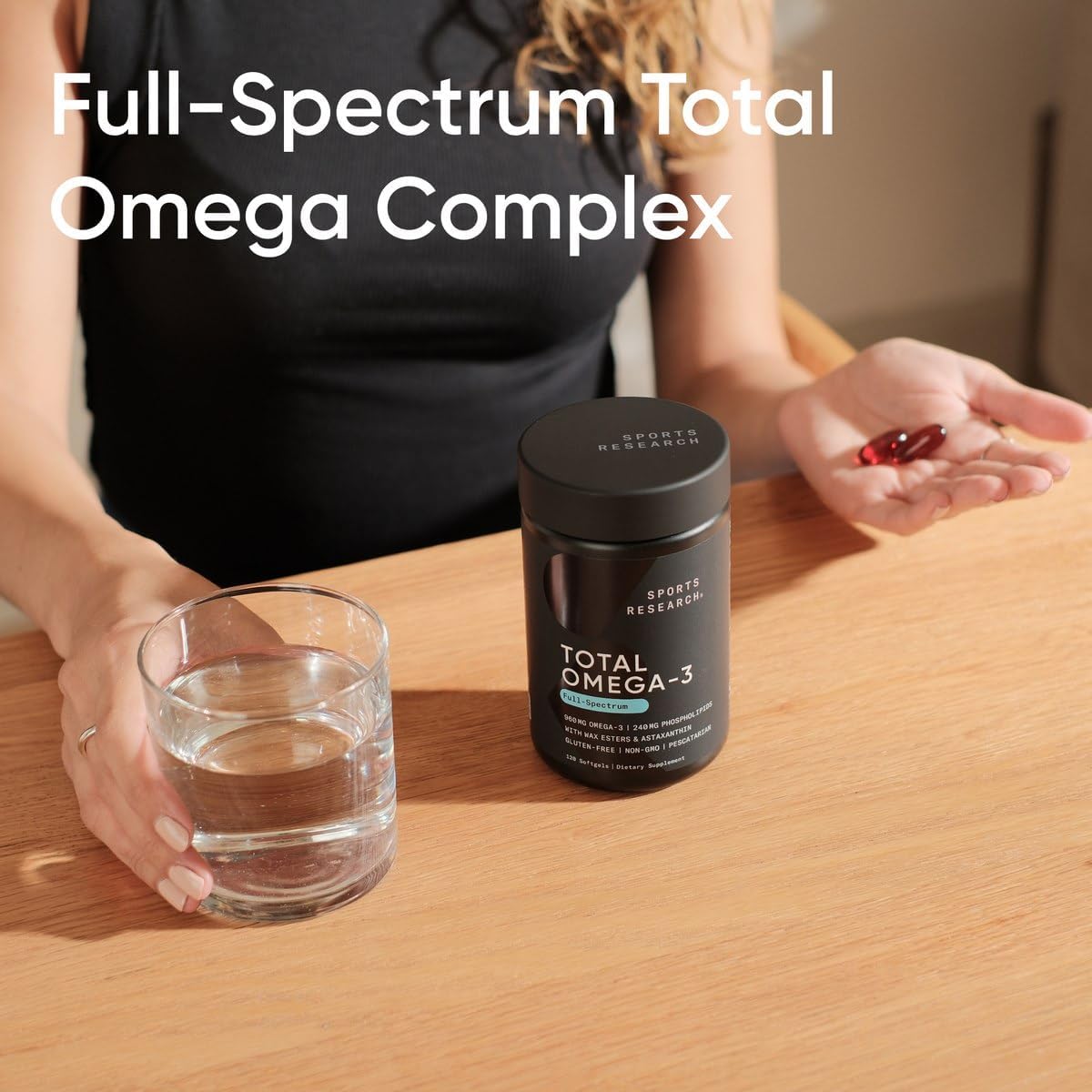 Sports Research® Total Omega-3 Fish Oil 2200mg - Made from Antarctic Krill w/Astaxanthin, Wild Sockeye Salmon & Alaska Pollock - 960mg of EPA & DHA - 120 Softgels