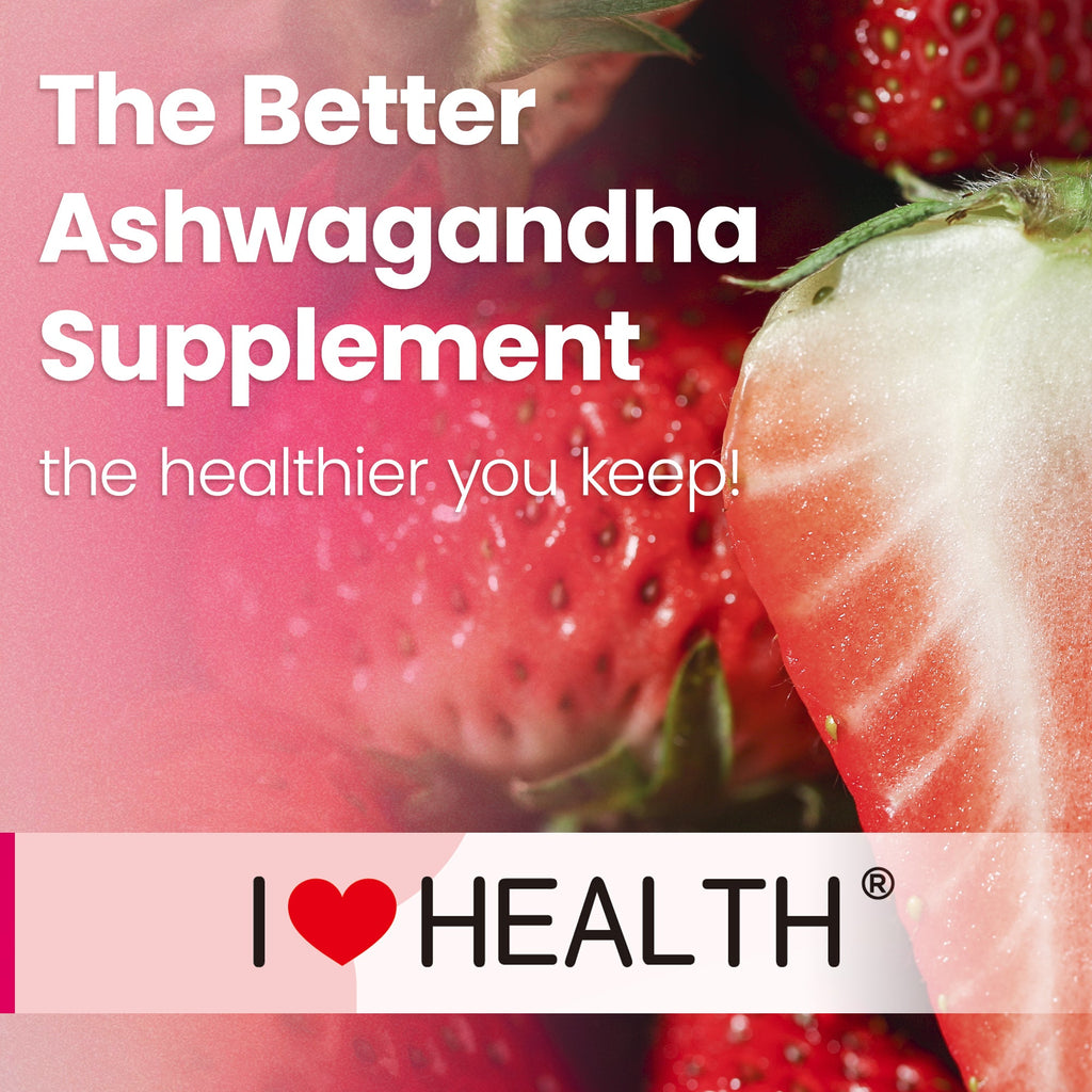 I Love Health Ashwagandha Gummies with Vitamin D2 - 3000mg Ashwagandha Extract (10:1) - Stress Relief, Sleep Support & Mood Calm - Strawberry Flavor - 60 Gummies - Non-GMO, Gluten-Free, 3rd Party Lab Tested, cGMP Certified