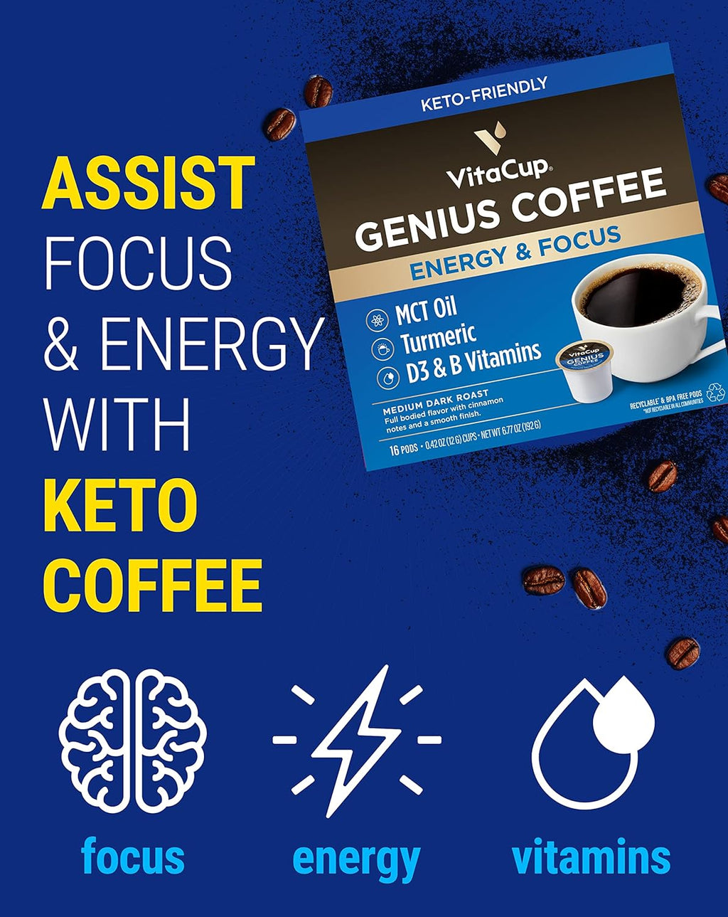 Slim Organic Coffee Pods with Diet Support  Bold Flavor
