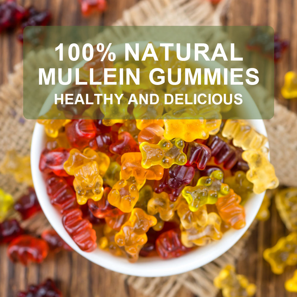 Mullein Gummies for Lung Cleanse, Extra Strength Mullein Leaf Extract, Deep Sleep Better Boost Immune System Iherbal Supplement