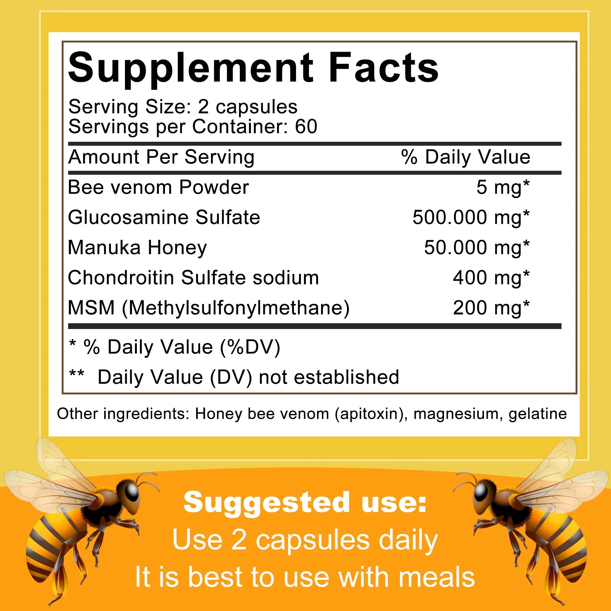 Bee Capsules - Boost Immunity, Arthritis Supplement Effectively Relieves Joint Inflammation - 120 Capsules