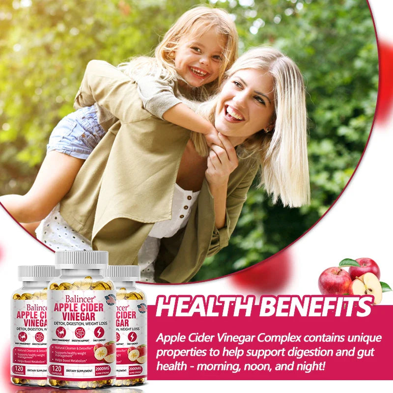 Apple Cider Vinegar Capsules, Magnesium, Green Tea - Detox, Relieve Bloating and Constipation, Burn Fat