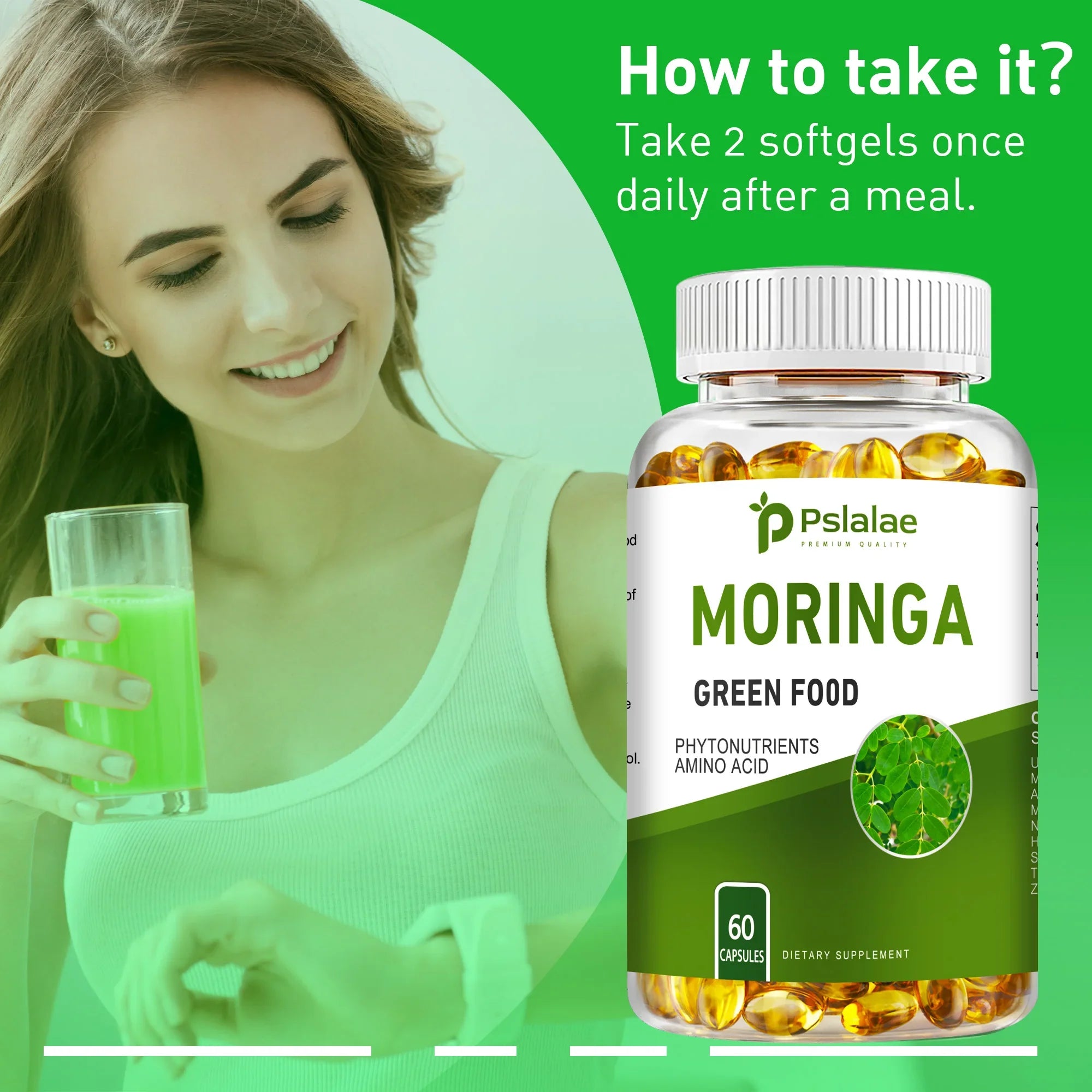 Moringa Supplement Capsules 60 Count Promotes Bone Joint Immune Health Enhances Energy Endurance Concentration Plant Extracts