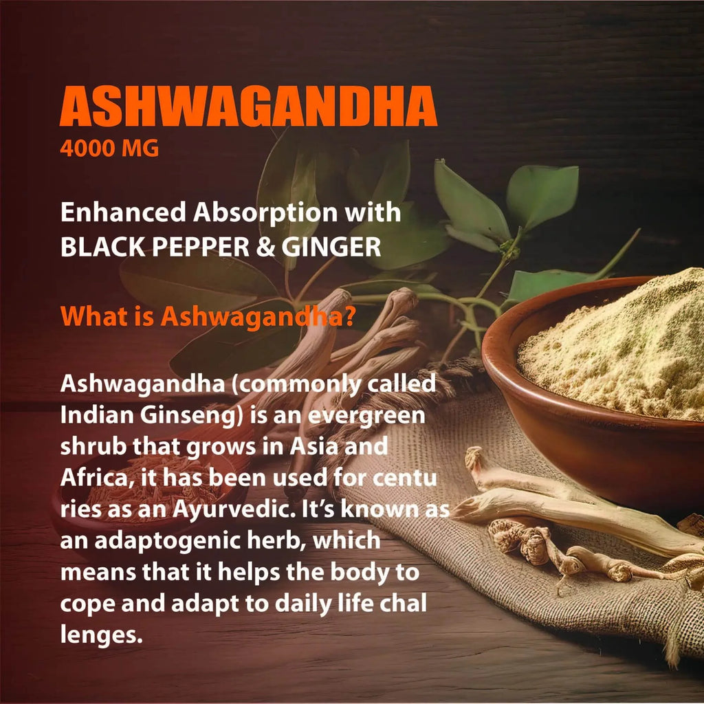 Nature4U Ashwagandha 4000mg Extra Strength, Natural Adaptogen Mood & Stress Support, Sleep & Energy Support, 90 Vegan Capsules