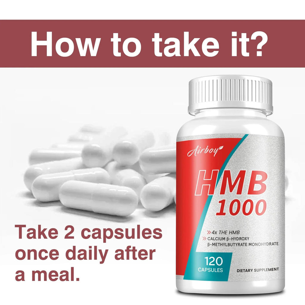 HMB Supplements - Improves Endurance, Builds Lean Muscle Mass and Promotes Muscle Recovery - 120 Capsules