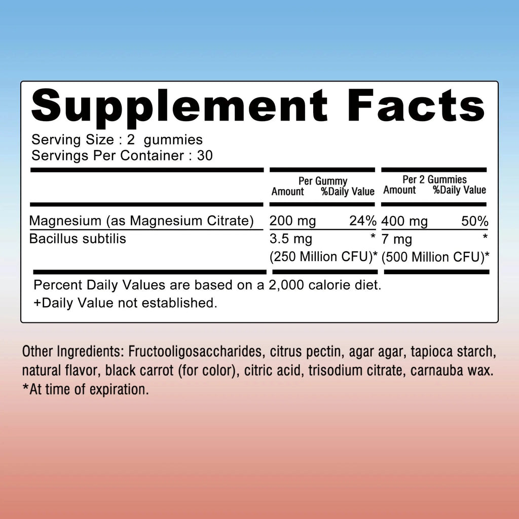 Magnesium Citrate - Supports Muscles, Nerves, Bones and Heart, Reduce Stress and Improve Sleep - 60 Gummies