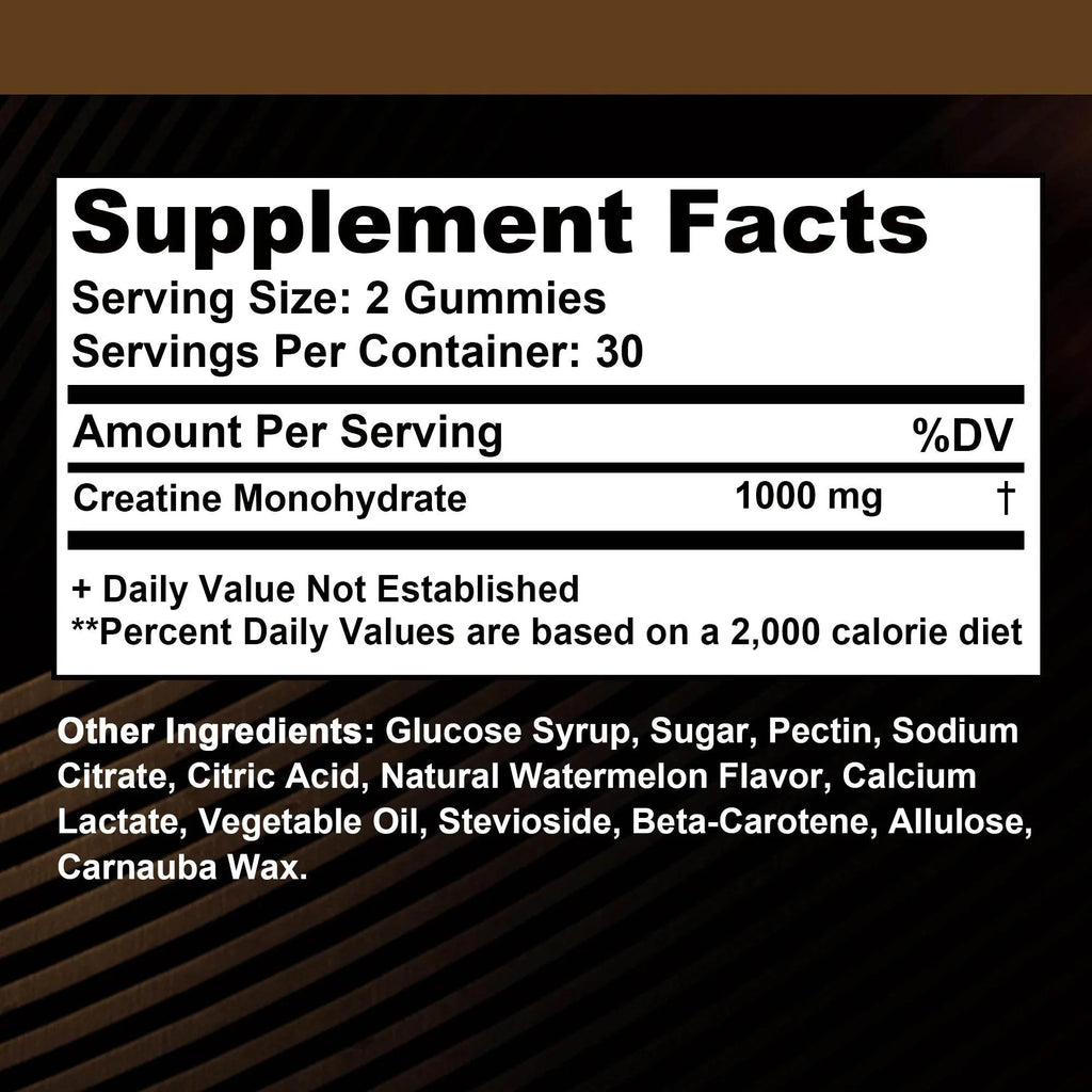 Creatine Monohydrate - Boost Energy, Build Muscle Mass, and Improve Athletic Performance - 60 Gummies