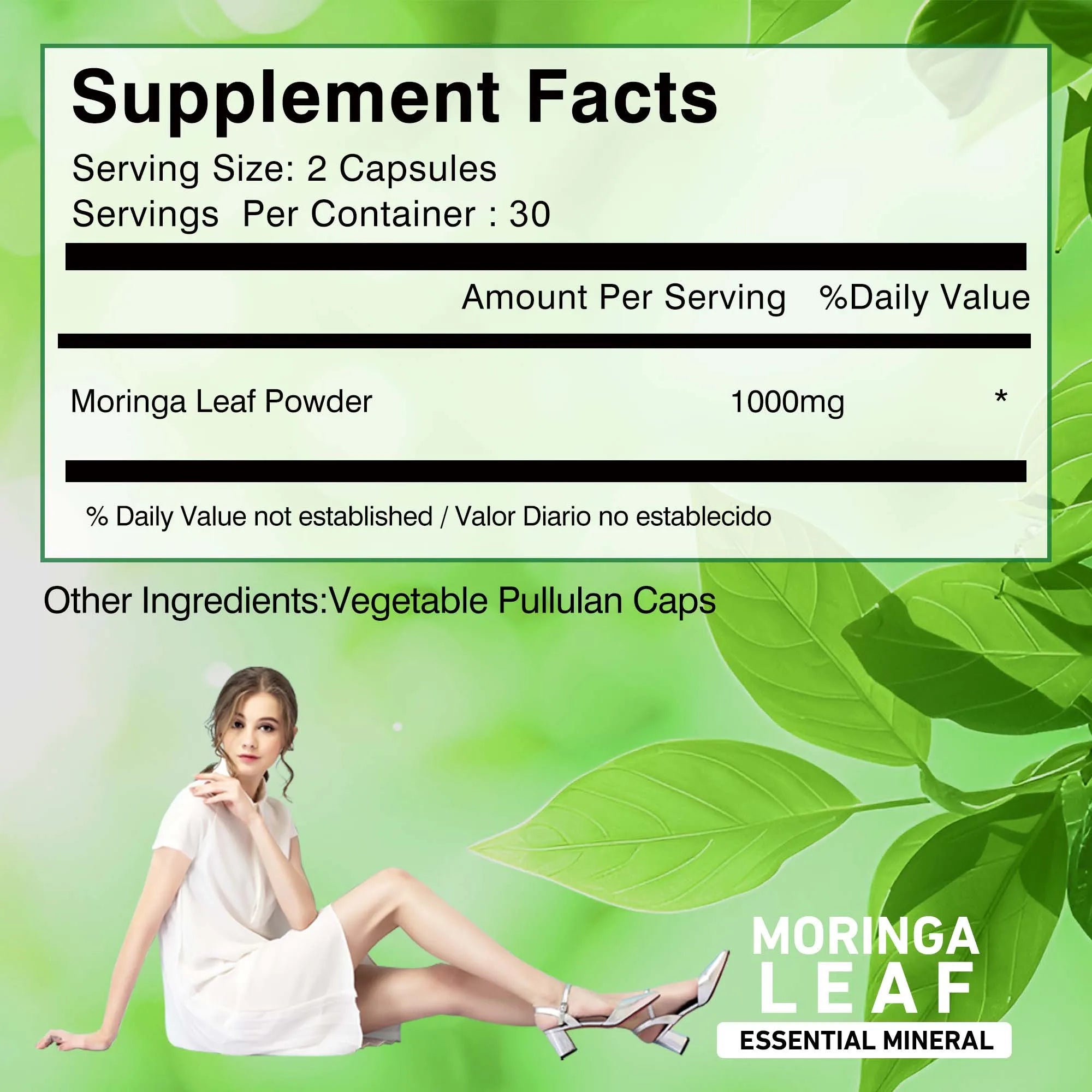 Moringa Supplement Capsules 60 Count Promotes Bone Joint Immune Health Enhances Energy Endurance Concentration Plant Extracts