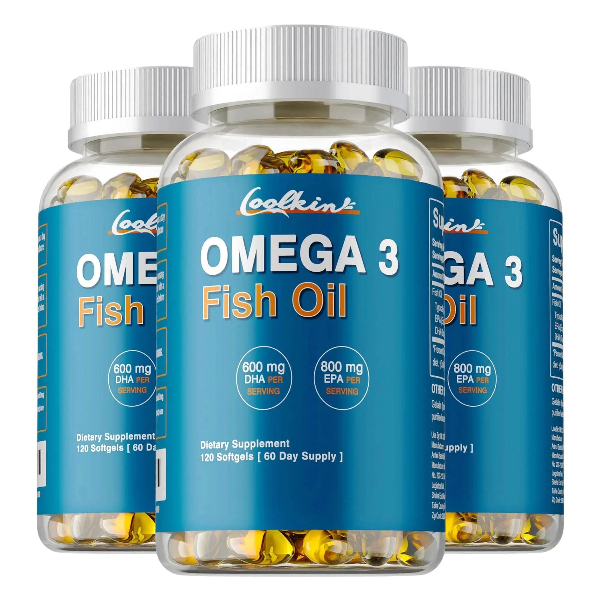 Omega 3 Fish Oil - with DHA & EPA - Supports Brain, Nervous System, Cardiovascular, Skin Health, Antioxidant - 120 Capsules
