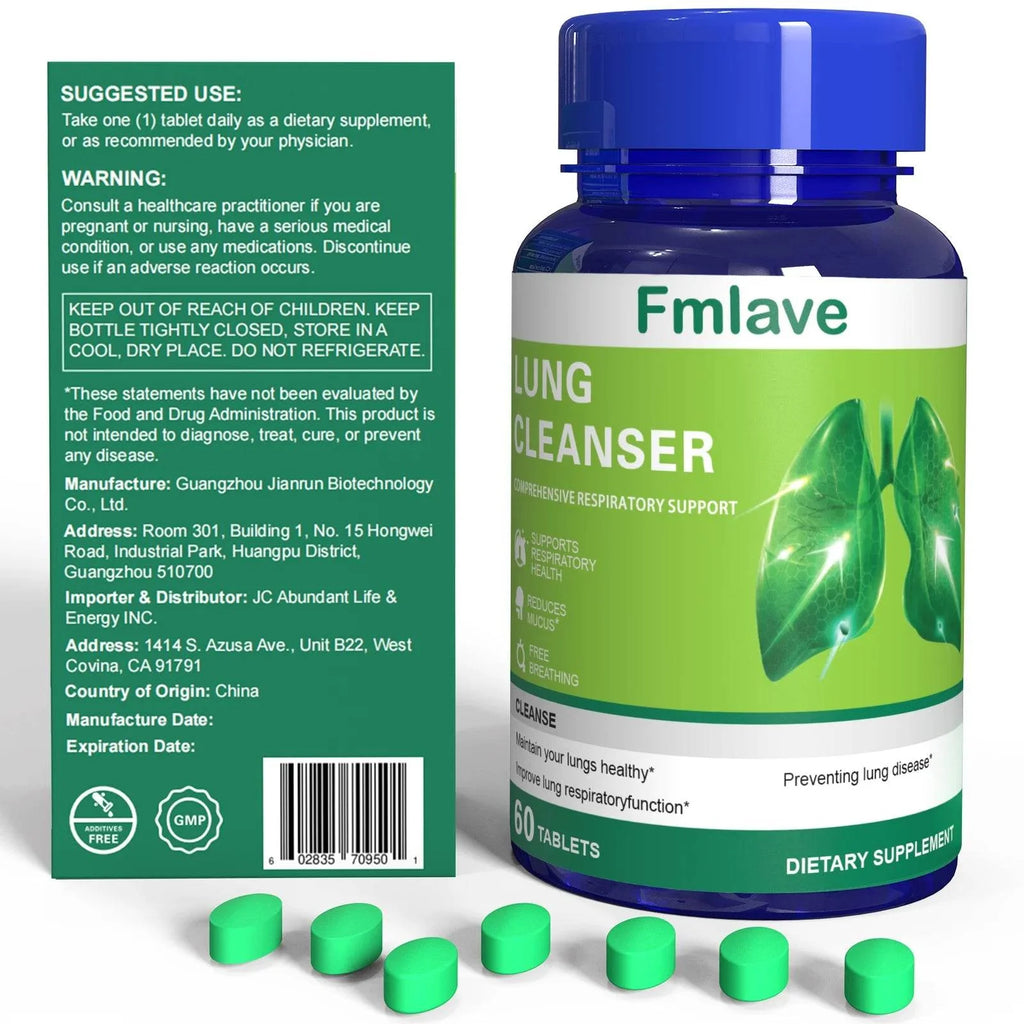 Lung Cleanser Health Supplement, Powerful Herbals Extract Formula For Lung Cleanse, Immune & Mucus Support, 60 Tablets (36g)