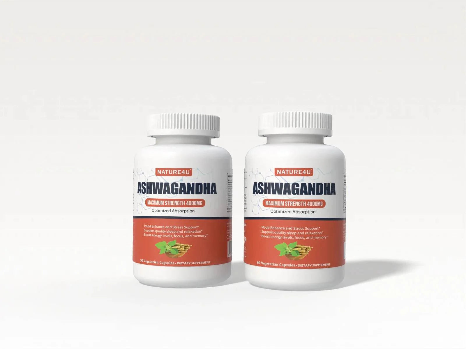 Nature4U Ashwagandha 4000mg Extra Strength, Natural Adaptogen Mood & Stress Support, Sleep & Energy Support, 90 Vegan Capsules