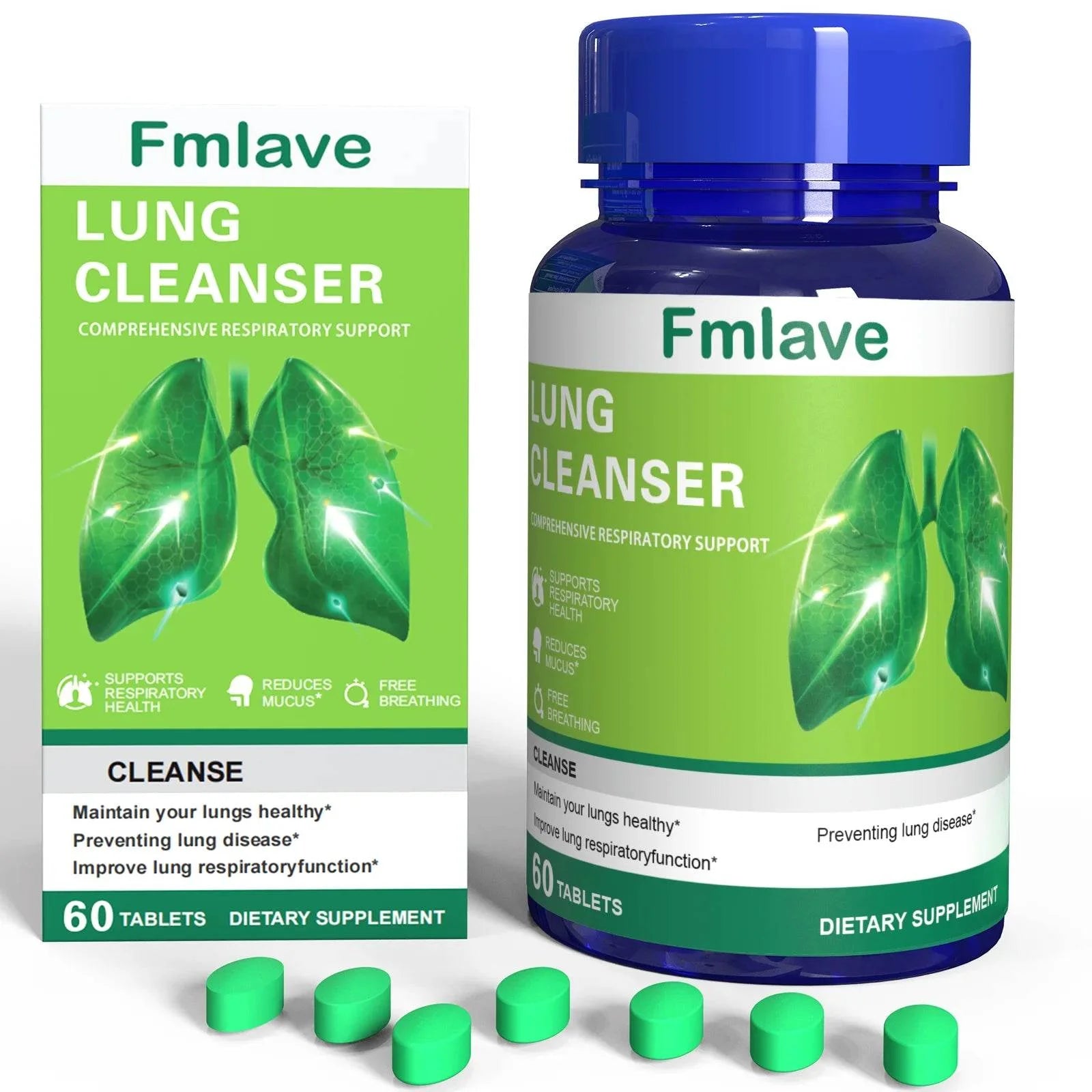 Lung Cleanser Health Supplement, Powerful Herbals Extract Formula For Lung Cleanse, Immune & Mucus Support, 60 Tablets (36g)