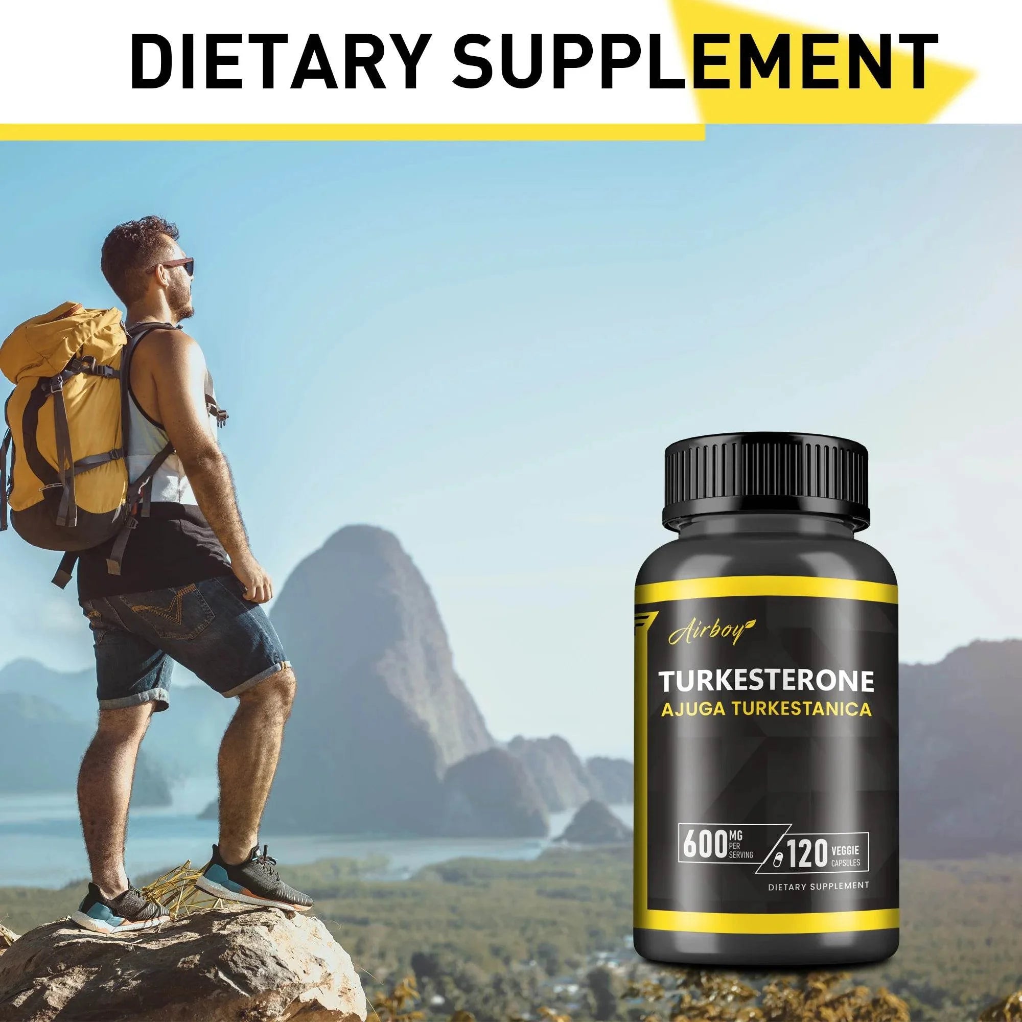 Turkesterone Supplement - Improves Male Performance, Endurance, Motivation, Focus & Muscle Mass - 120 Capsules