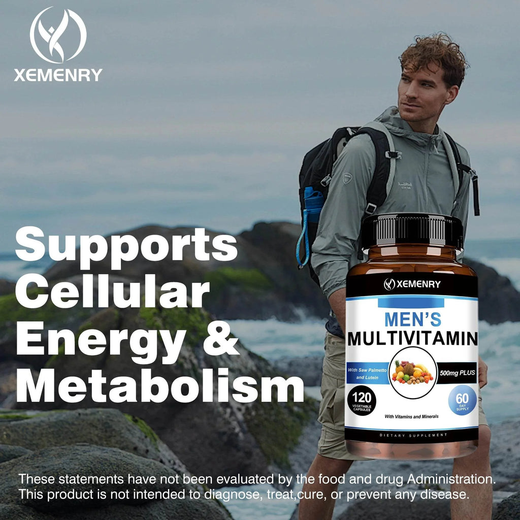 Men's Multivitamin Supplements - Antioxidant, Bone, Immune, Energy, Metabolism, Muscle Function - 120 Capsules
