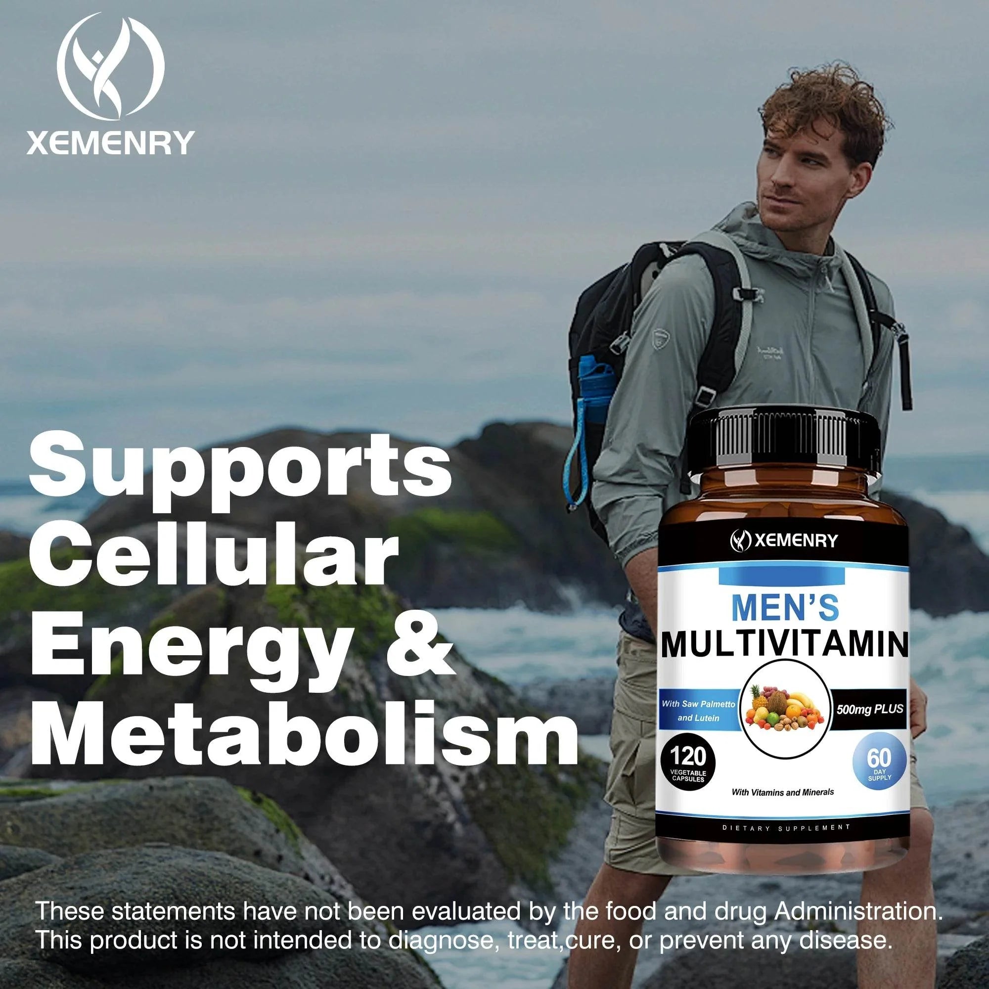 Men's Multivitamin Supplements - Antioxidant, Bone, Immune, Energy, Metabolism, Muscle Function - 120 Capsules