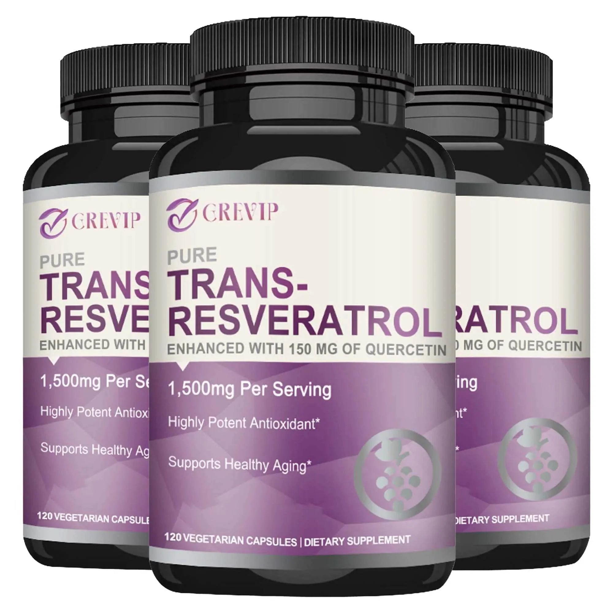 Trans-Resveratrol Supplement - Promotes Joint and Heart Health, Fights Aging, Brain Support - 120 Capsules