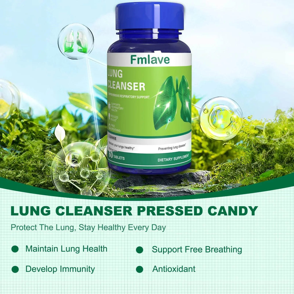 Lung Cleanser Health Supplement, Powerful Herbals Extract Formula For Lung Cleanse, Immune & Mucus Support, 60 Tablets (36g)