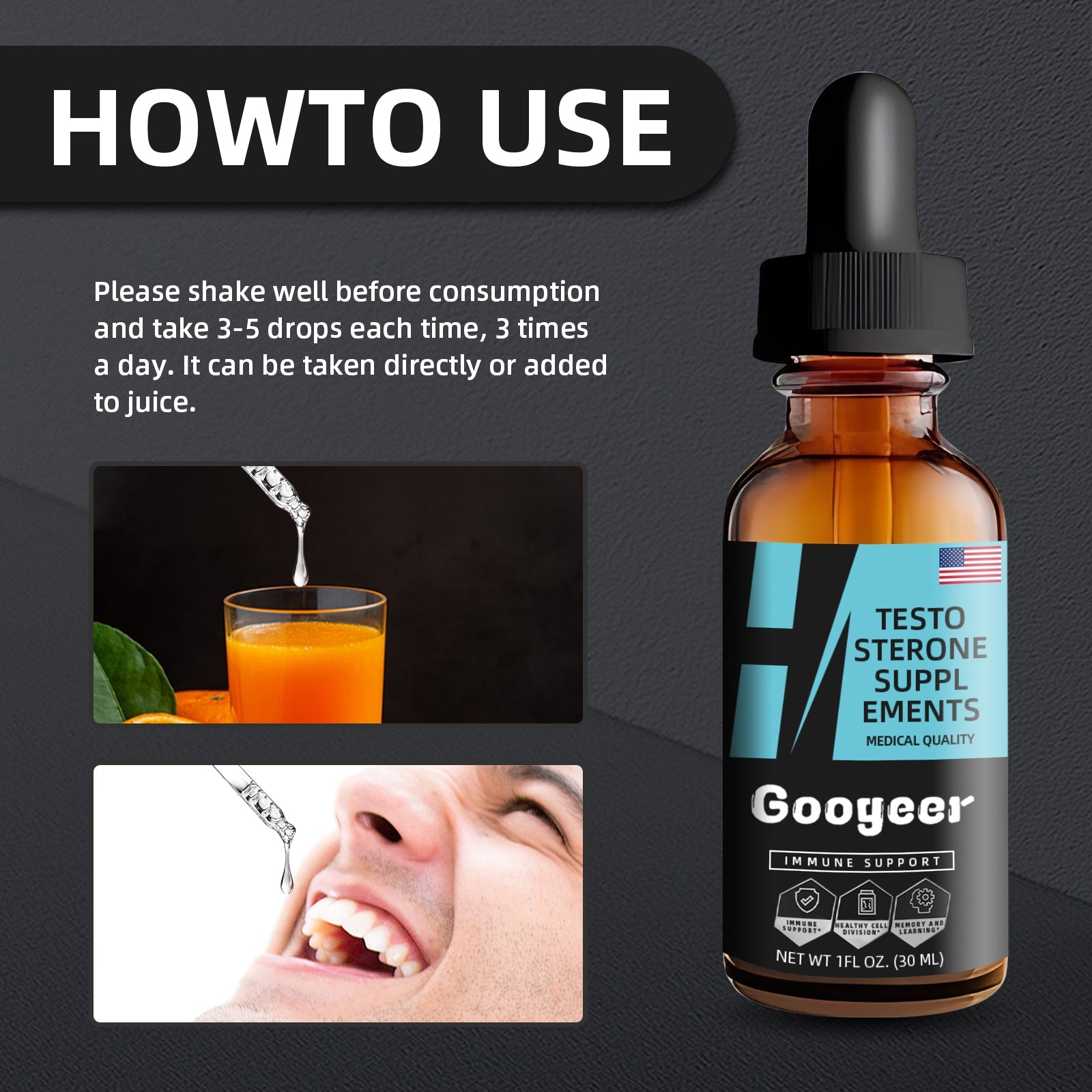Men's Body Care Agent 30 ml, Testosterone Drops
