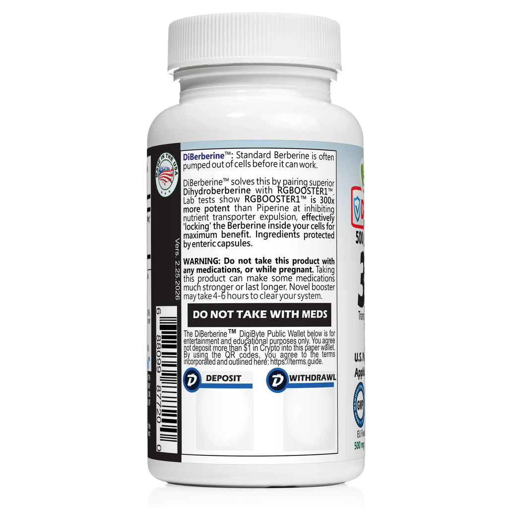 DiBerberine 300x: Dihydro Berberine Enteric + 300x Patent Pending Booster
