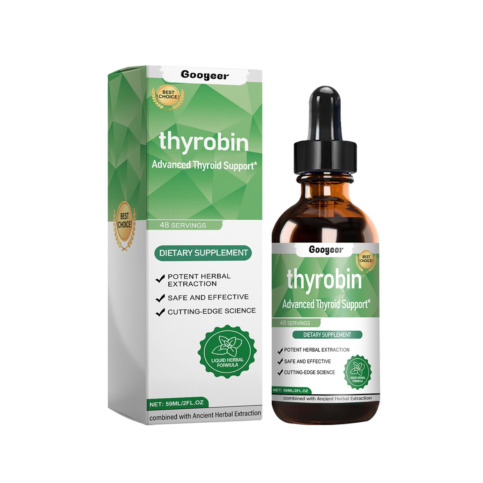 Thyrobin Advanced Thyroid Support – Herbal & Ancient Extraction | 59ml / 2 fl oz Liquid Dietary Supplement (48 Servings)