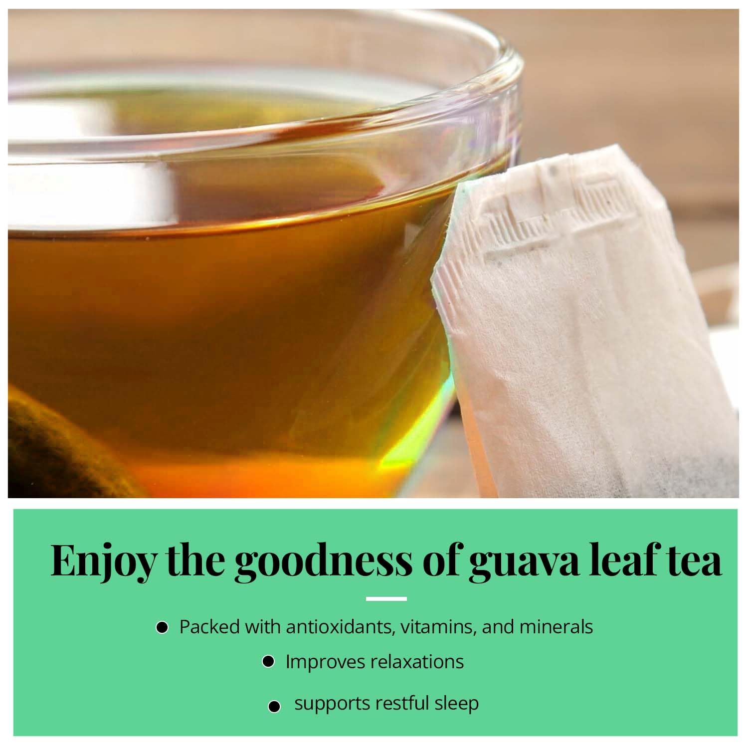Guava Leaf Tea - 50 Bags, 100% Pure Guava Leaves (Té De Hoja de Guayaba ) Stress Relieving, Herbal Tea- Non-GMO, Vegan, Caffeine-Free