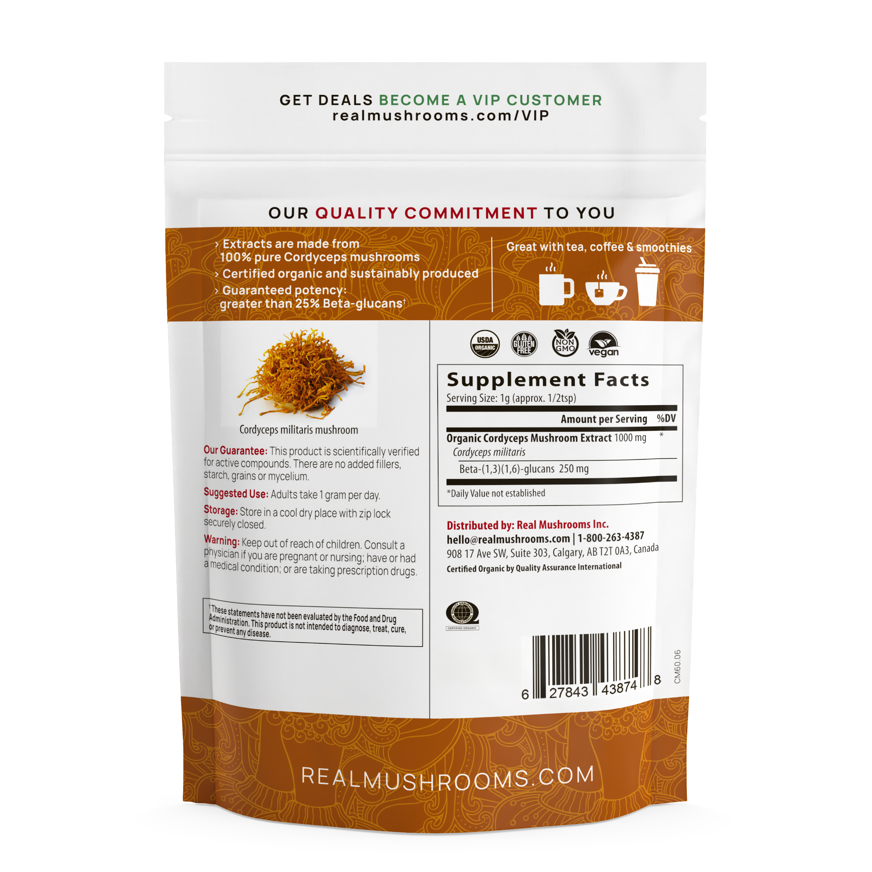 Organic Cordyceps Mushroom Extract Powder – Bulk Supplement by Real Mushrooms
