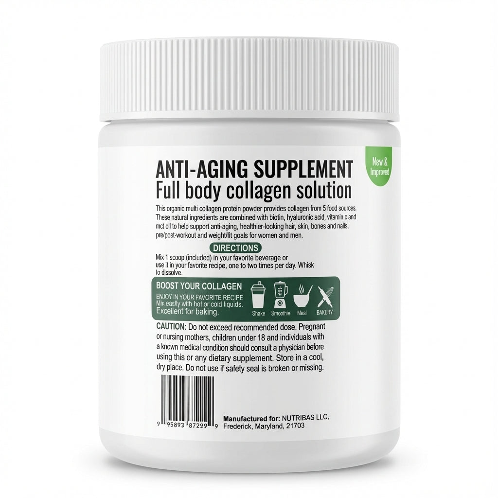 Multi Collagen Peptides Powder for Hair, Skin, Nails & Joint Support