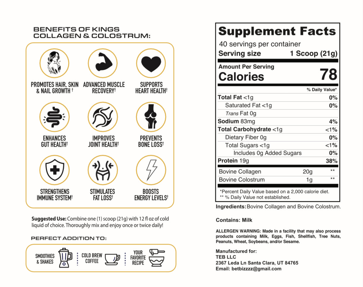 Collagen and Colostrum: Anti Aging and Recovery Blend
