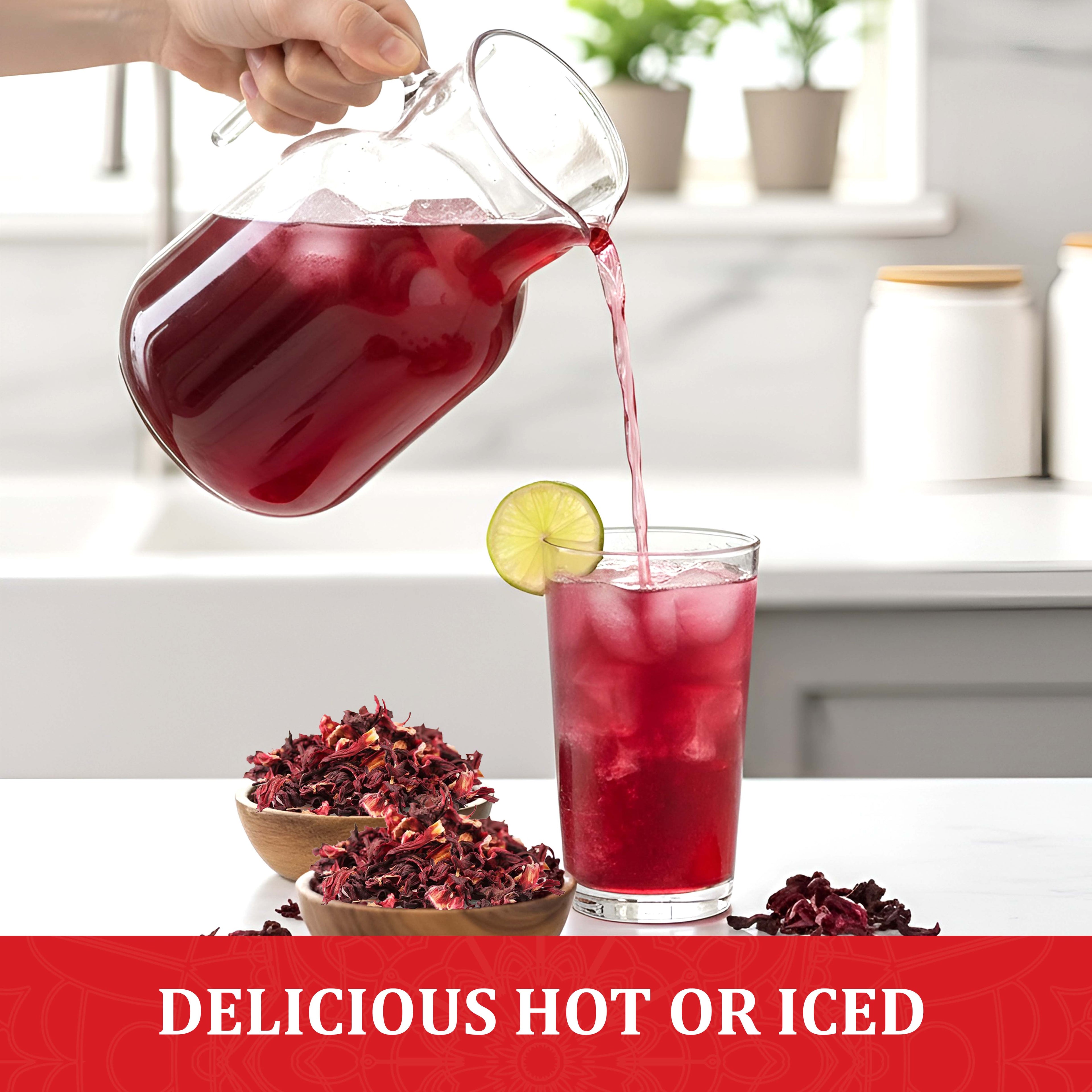 Akshit 5 oz. Dried Hibiscus Flowers (Flor de Jamaica) Tea | Loose Leaf Tea | Caffeine-Free | Vegan Friendly | Fleurs d'hibiscus – Antioxidant Herbal Tea