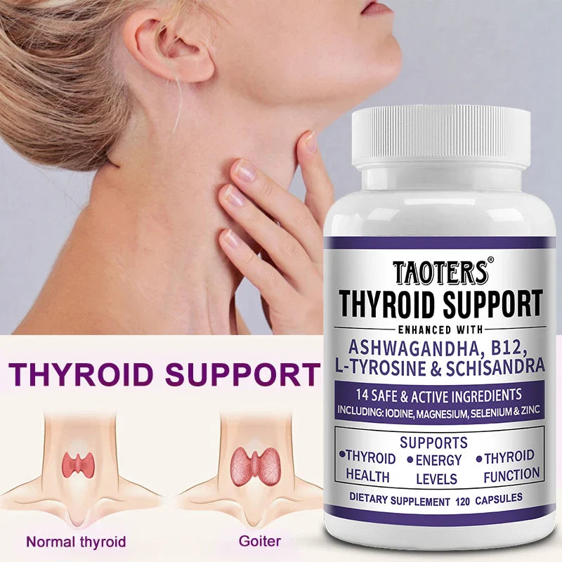 Thyroid Support Supplement - Supports Thyroid Health & Metabolism - With Iodine, Zinc & Selenium, Vitamin B12, 120 Capsules
