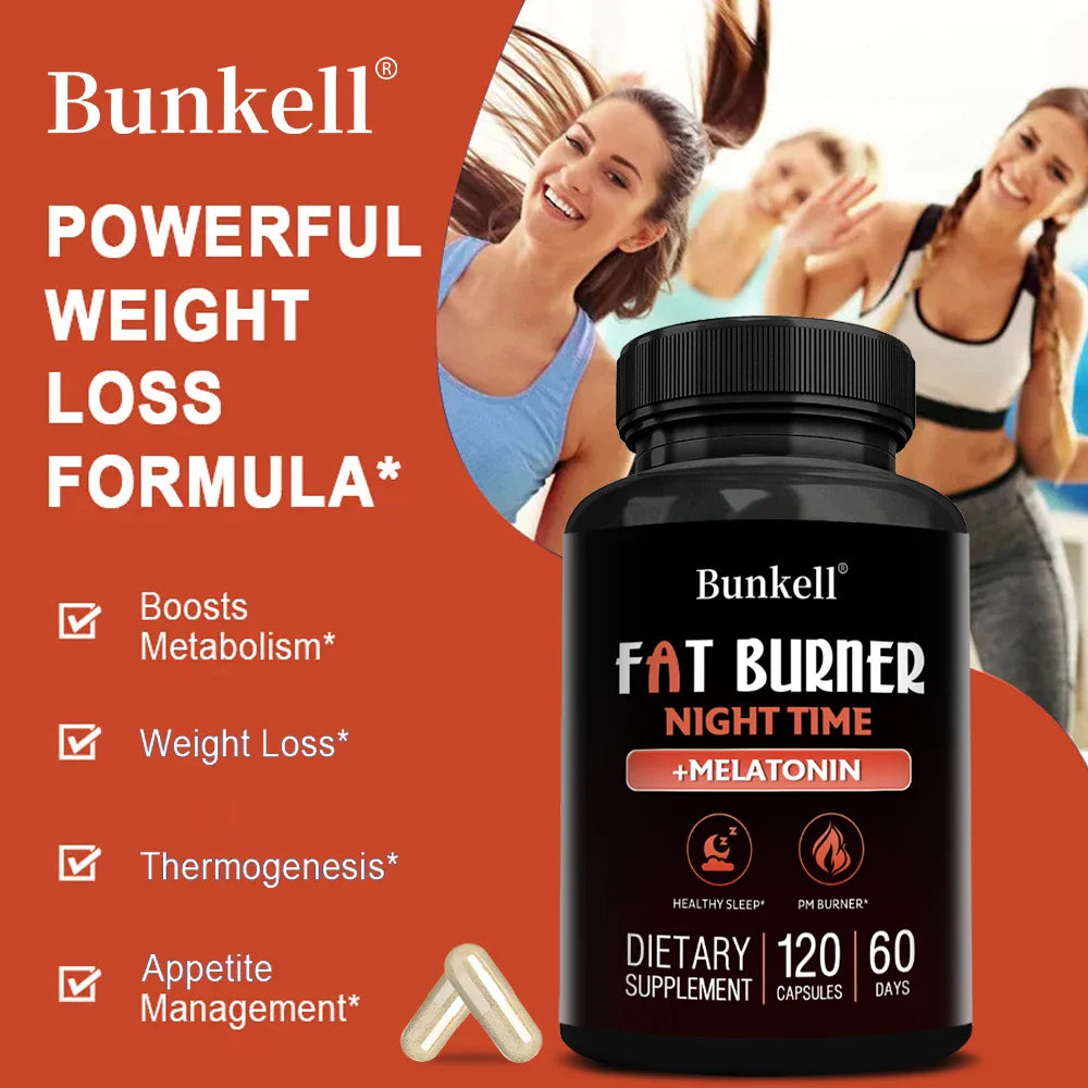 Fat Burning Supplement + Melatonin Supplement - for Sleep, Muscle, Metabolism and Weight Management,Boost Metabolism