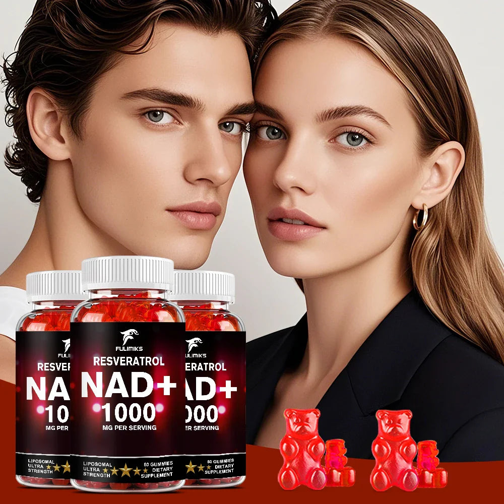 NAD+ Resveratrol Supplement Gummies - High Absorption, Energy Supplement, Daily Energy & Skin Support  - 60 Gummies