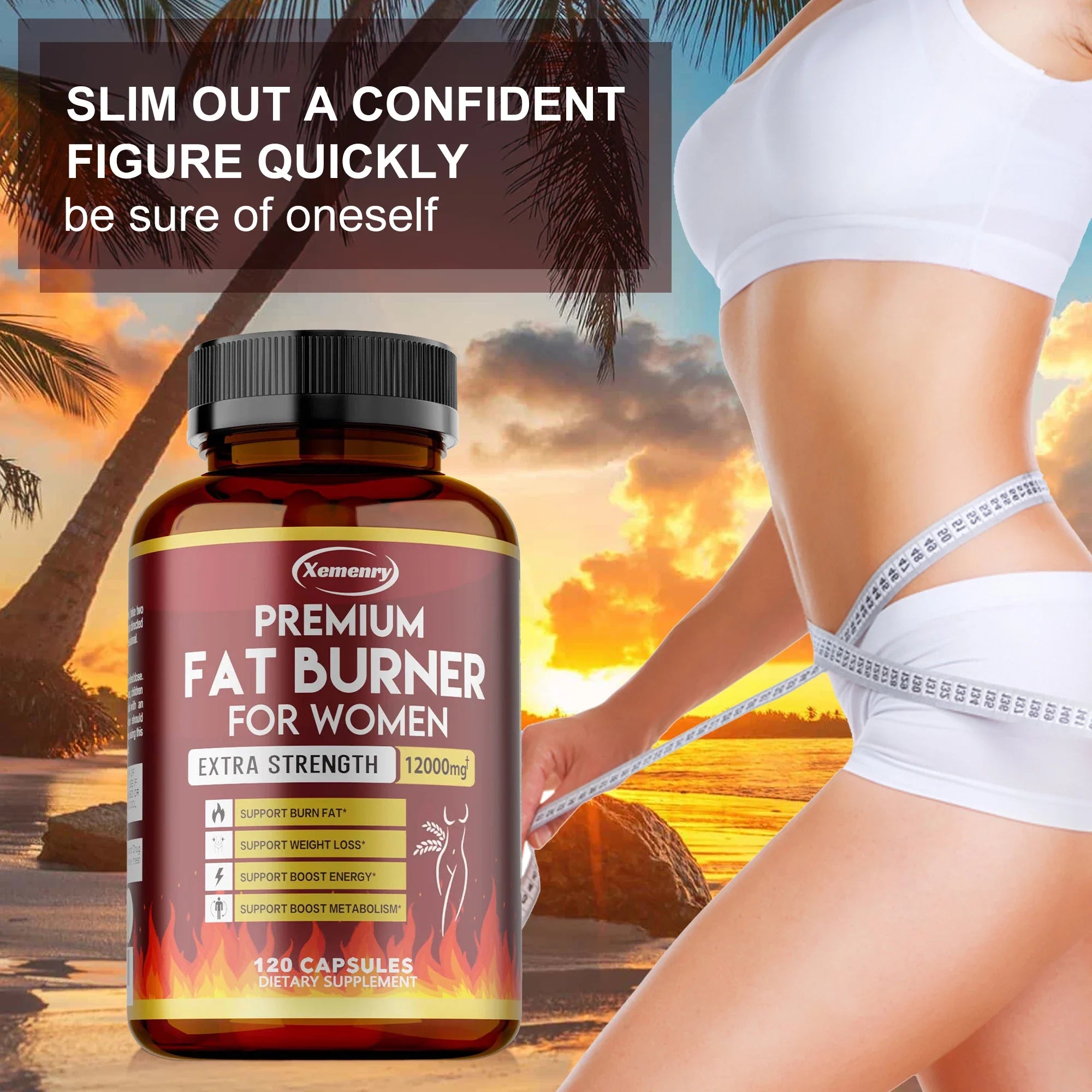 Metabolism Support for Women - Fat Burner, Green Tea Extract, Weight Loss Supplement, Metabolism Booster - 120 Capsules