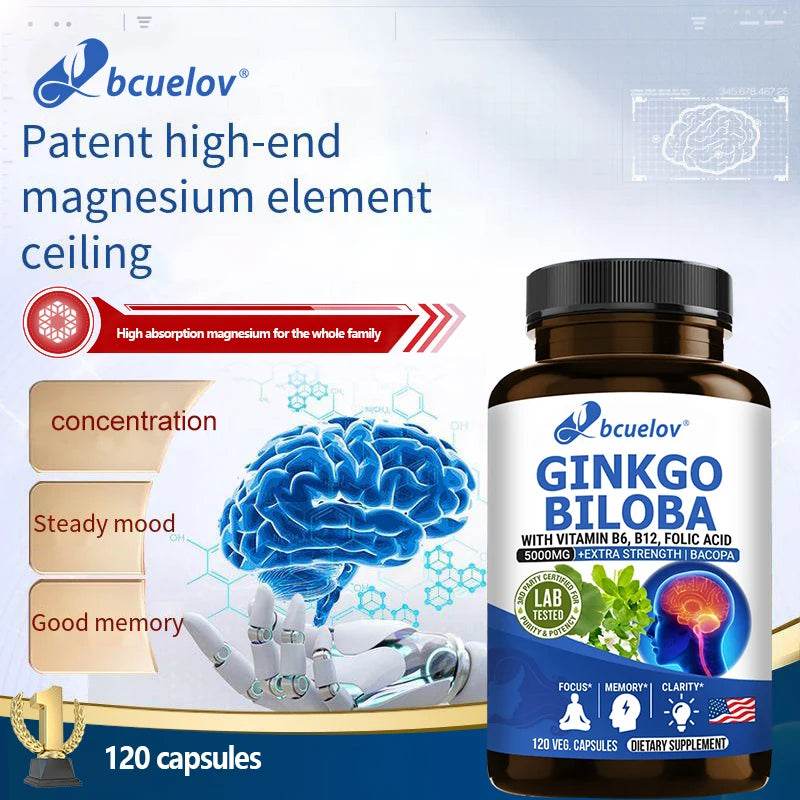 Advanced Nootropics Brain Enhancer Supplement for Memory, Focus, Nerve Energy & IQ Health with Vitamins B12, B6, 120 Capsules