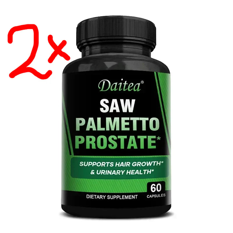 Saw Palmetto Prostate Capsules 2 x 60 = 120 capsules - Help Promote Prostate Health,Reduce Baldness and Thinning Hair & Regulate Hormonal Sex Capsules in The Body