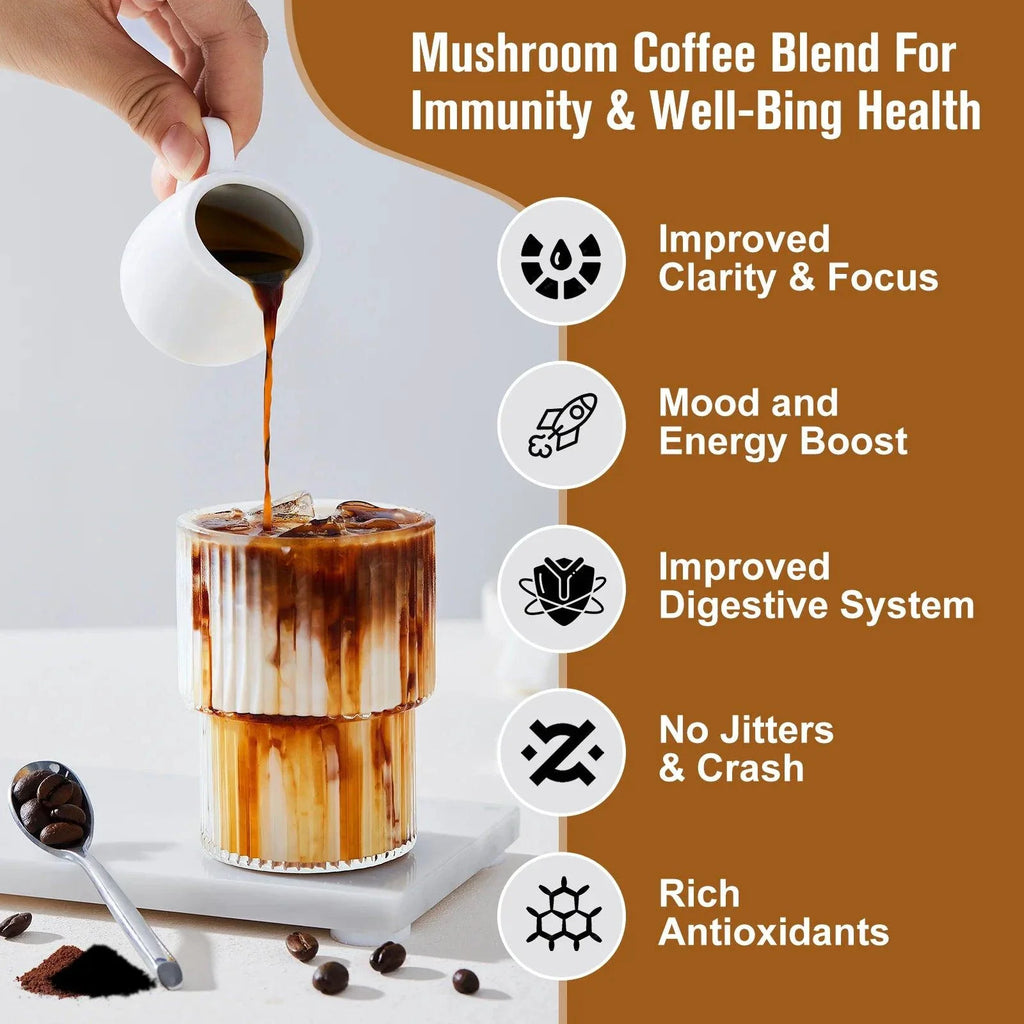 Mushroom Coffee - 10 Mushroom Extract Blend for Energy & Immunity