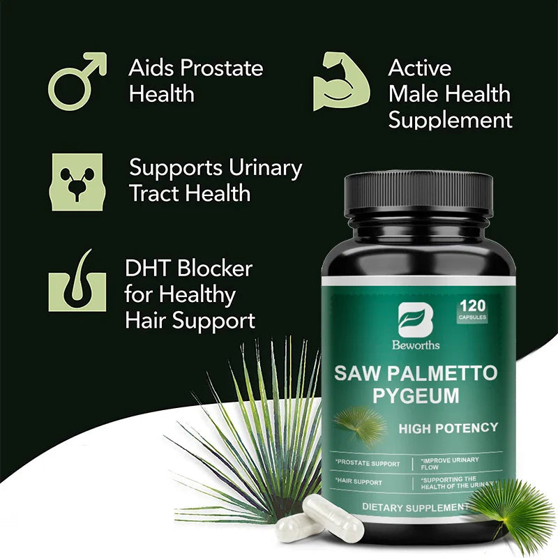 BEWORTHS Saw Palm Supplement Helps Promote Prostate Health & Prevent DHT Hair Loss No Gluten,Non-gmo Hair Growth