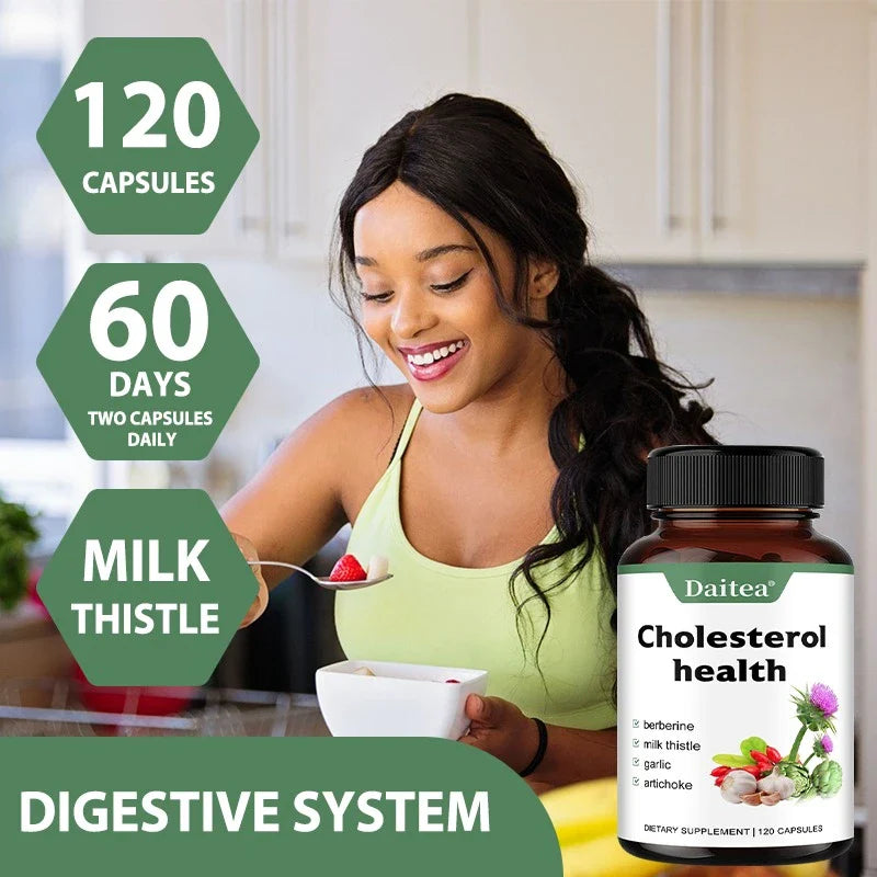 Supplements for Cholesterol Health - Natural Support for Heart, Liver, Digestive and Metabolic Health, 120 Vegetarian Capsules