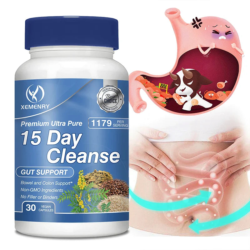 15-Day Cleanse and Detox - Improves Digestion, Supports Gut Health,  Metabolism and Promotes Weight Management - 30 Capsules