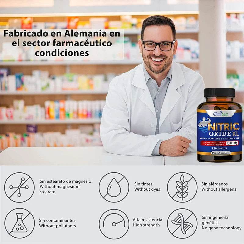 Nitric Oxide Booster, Beta-Alanine, Premium Muscle Support Nitric Oxide Booster, Maximum Potency, Strong, 120 Capsules