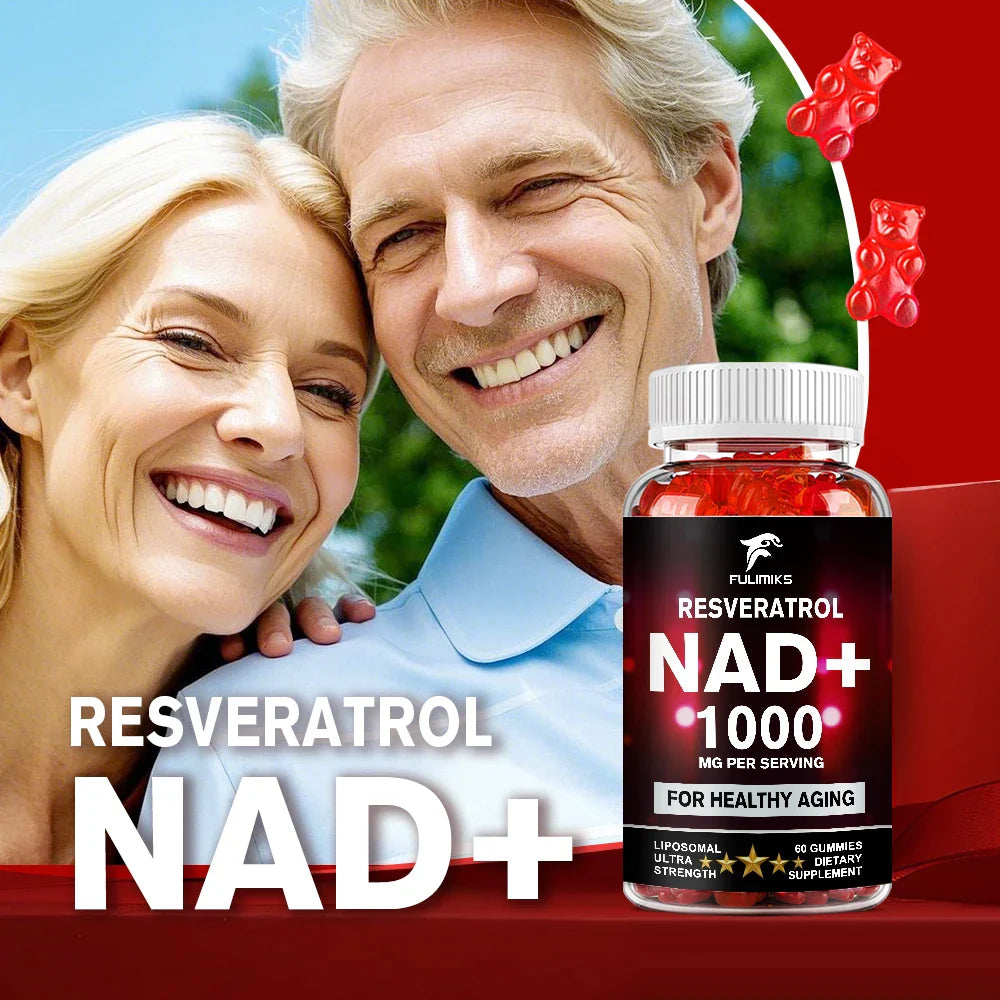 NAD+ Resveratrol Supplement Gummies - High Absorption, Energy Supplement, Daily Energy & Skin Support  - 60 Gummies