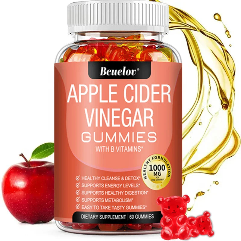 Bcuelov Apple Cider Vinegar Gummy Vitamins - Detox Cleanse, Fat Burner, Weight Management, Digestion Booster, Metabolism