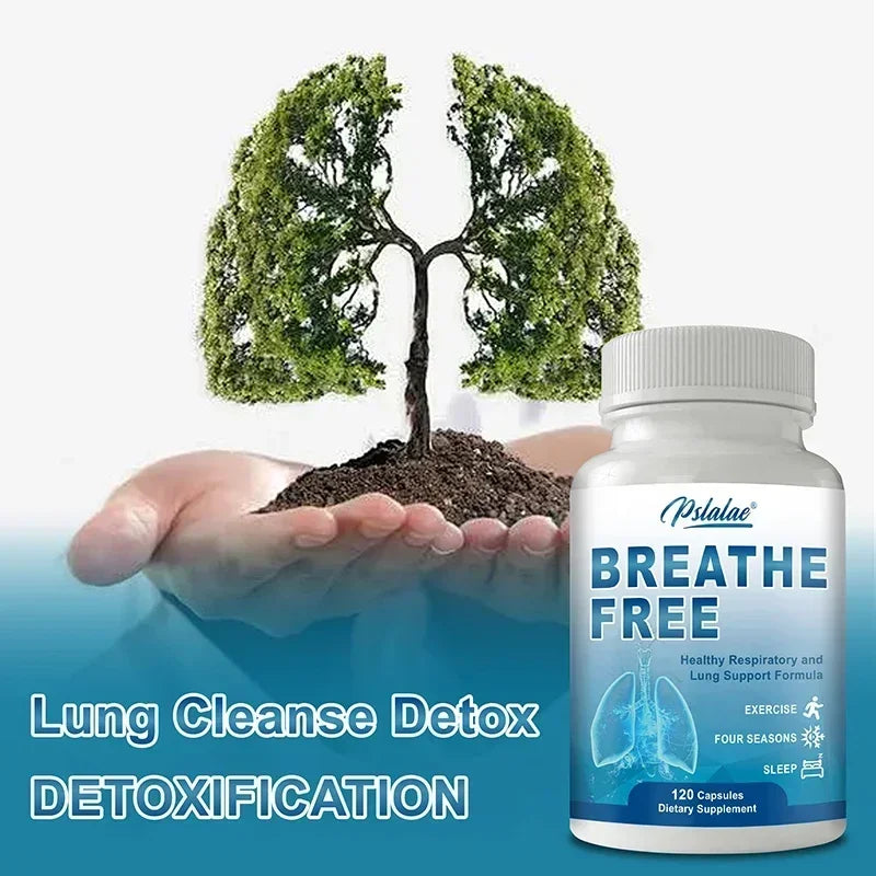 Breathe Free Support - Supports Respiratory, Promotes Lung Cleansing, Boosts Energy Levels, Antioxidant - 120 Capsules