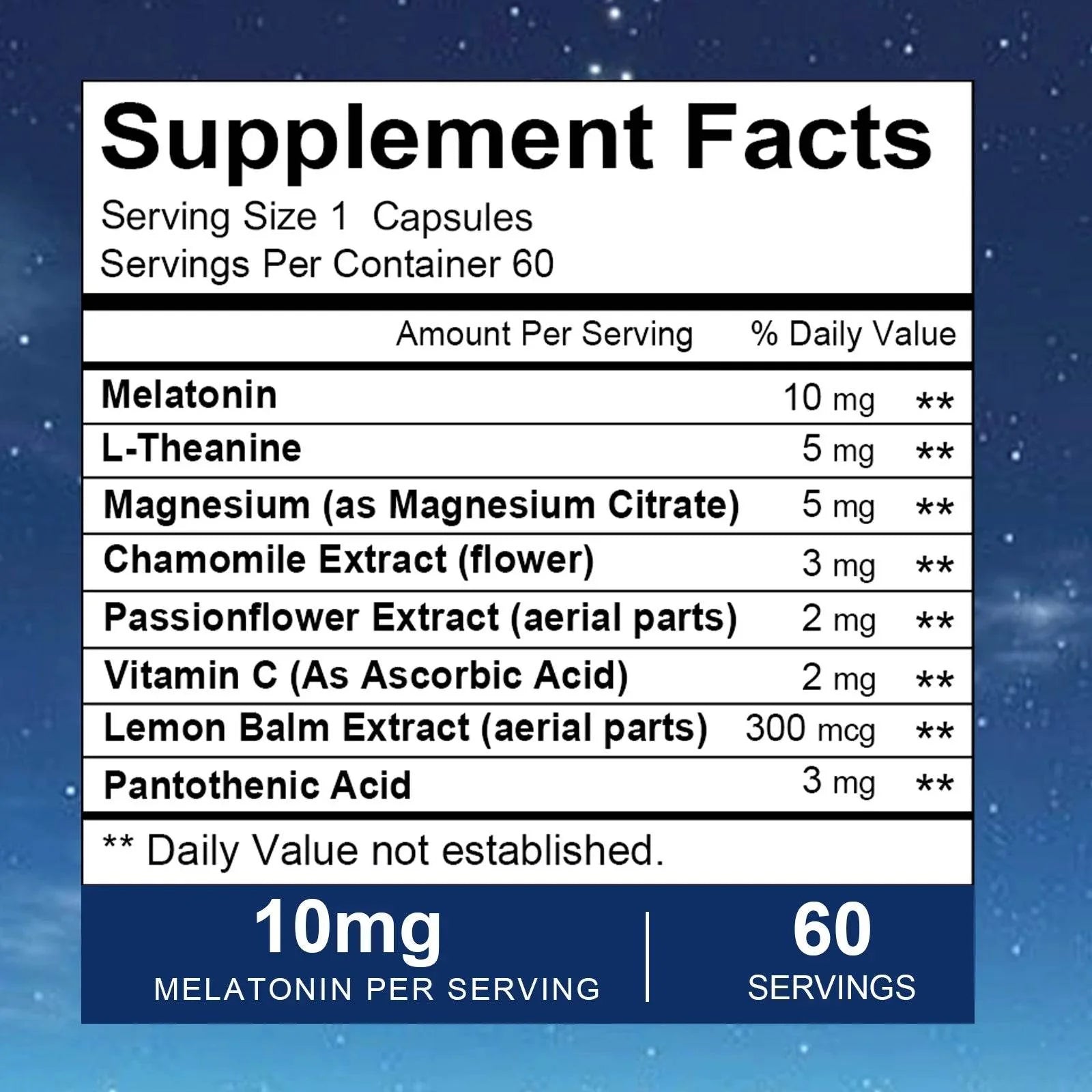 Sleep Melatonin 10 Mg Capsules, Adult Nighttime Sleep Supplement, Helps You Fall Asleep Faster and Deeper, 60 Vegan Capsules