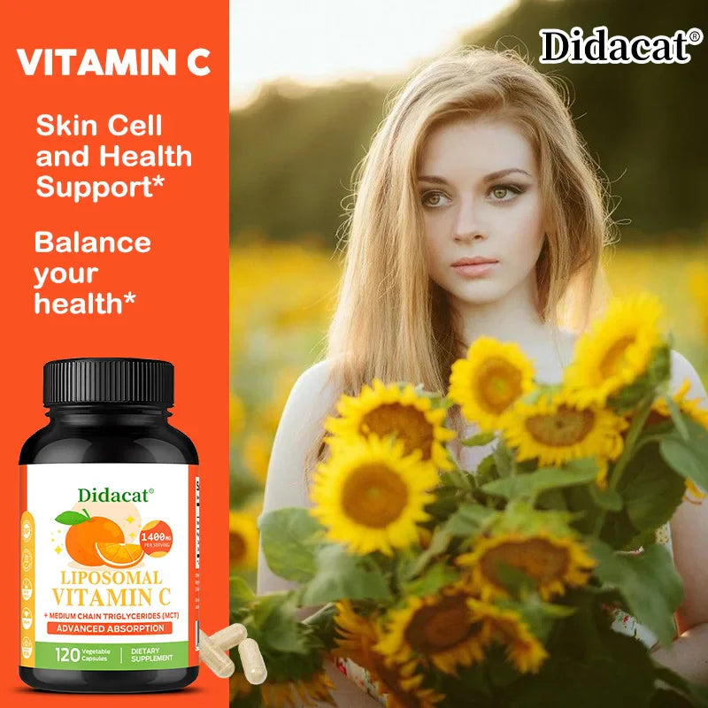 Liposomal Vitamin C 1400 Mg - Bone Density, Heart and Brain Health and Natural Calcium Supplement