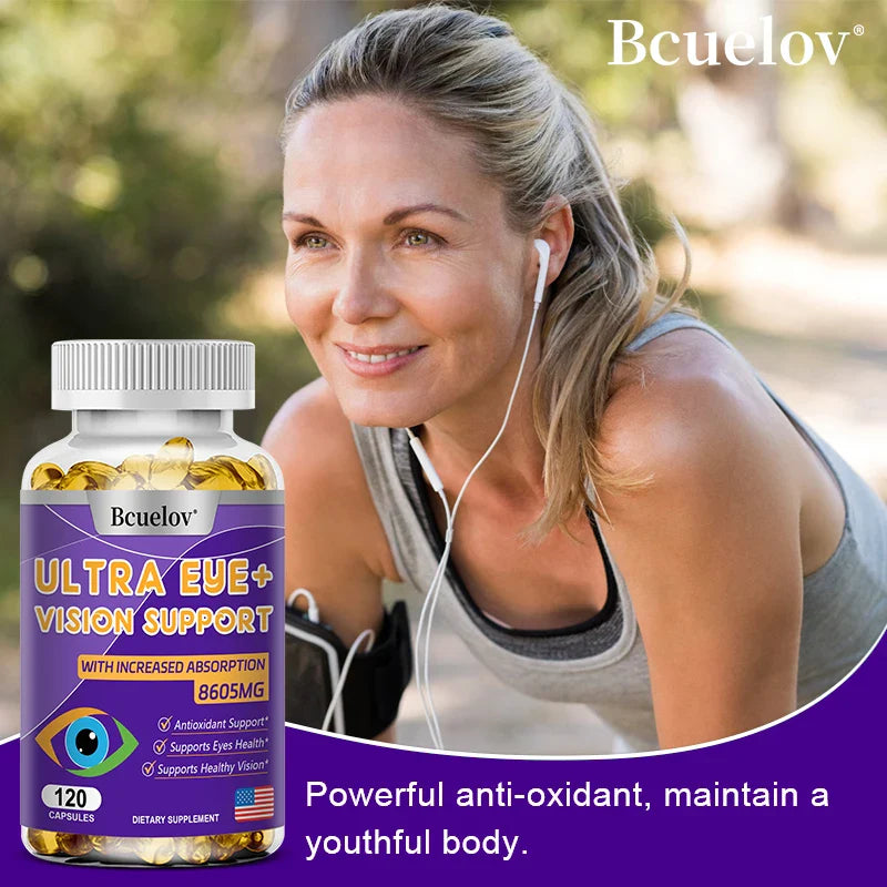 Lutein supplement with zeaxanthin, bilberry extract and vitamin A for antioxidant, vision health and eye fatigue relief