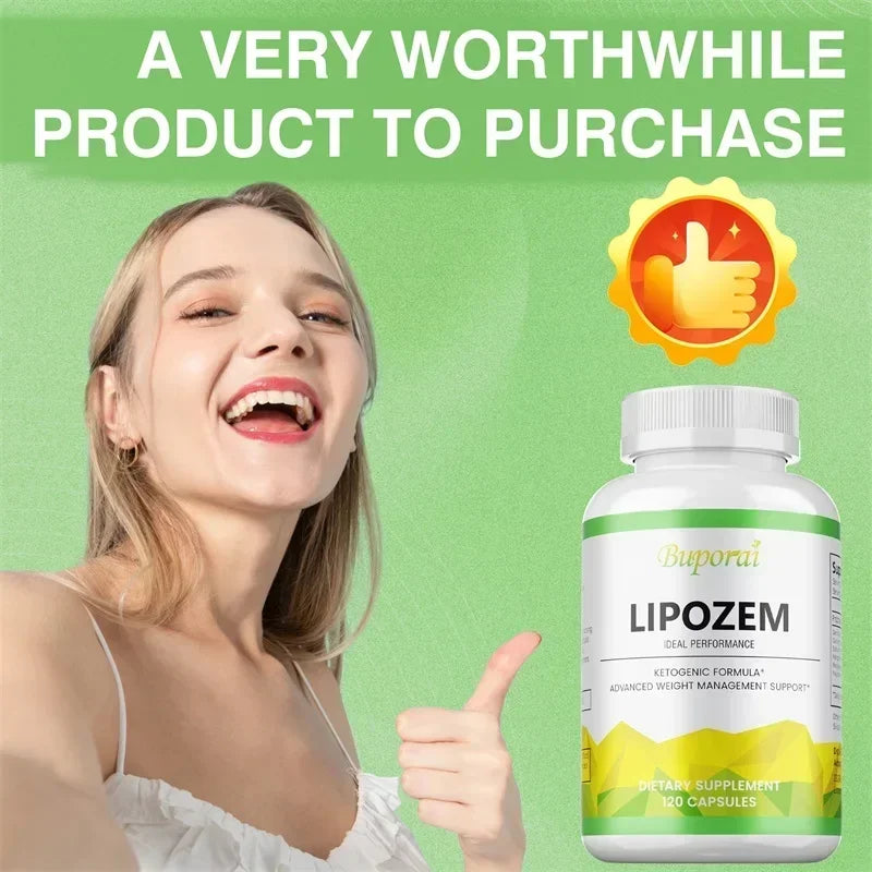 Natural Lipozem - Appetite Suppressant, Fat Burner,Relieves Bloating and Constipation, Improves Metabolism - 120 Capsules